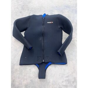 Henderson Wetsuit Jacket Mens 2XL Black Blue Full Zip Beaver Tail Scuba Dive